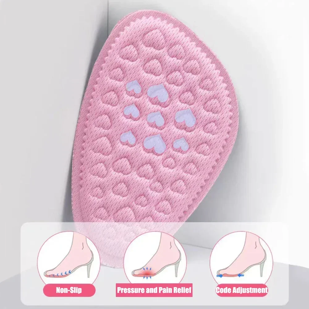 Women High Heel Forefoot Pads Shoe Inserts Half Insoles Pain Relief Comfortable Foot Care Protector Massage Anti-slip Pads
