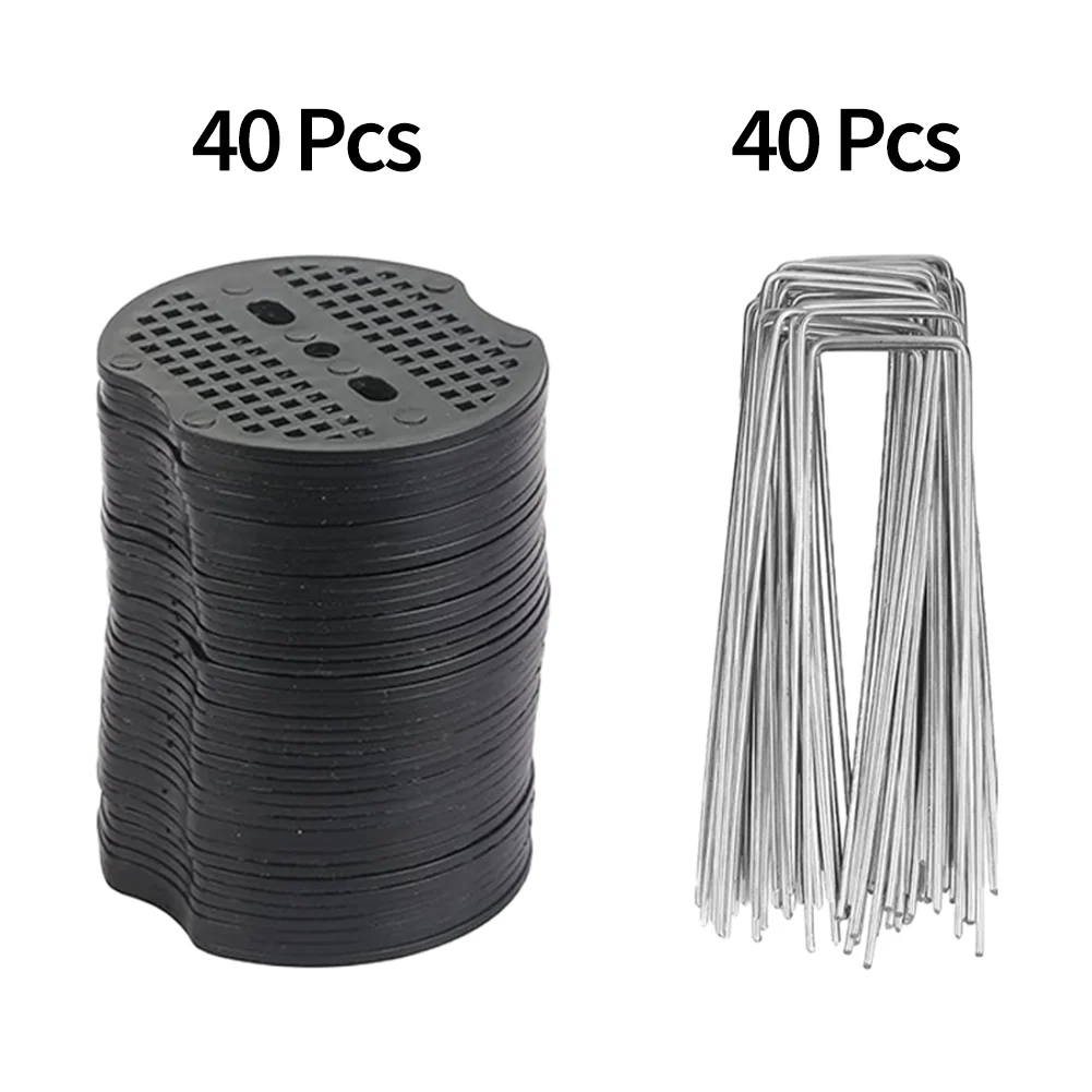 40-Pack Silver Metal U-Shape Garden Staples - Durable Ground Nail Film Fixing Tools