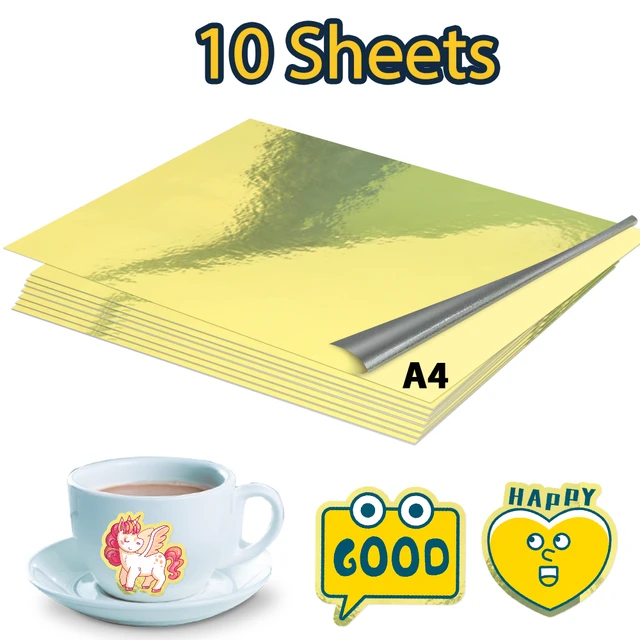 10Sheets Gold Vinyl Sticker Paper A4 Transparent Matte White Printable  Vinyl Sticker Self Adhesive Copy Paper for Inkjet Printer - AliExpress