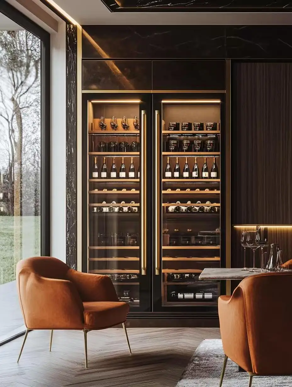 Italian Luxury Design Wine Refrigerator Cooling Cabinet Underground Wine Cellar Cabinet Cigar Storage Factory