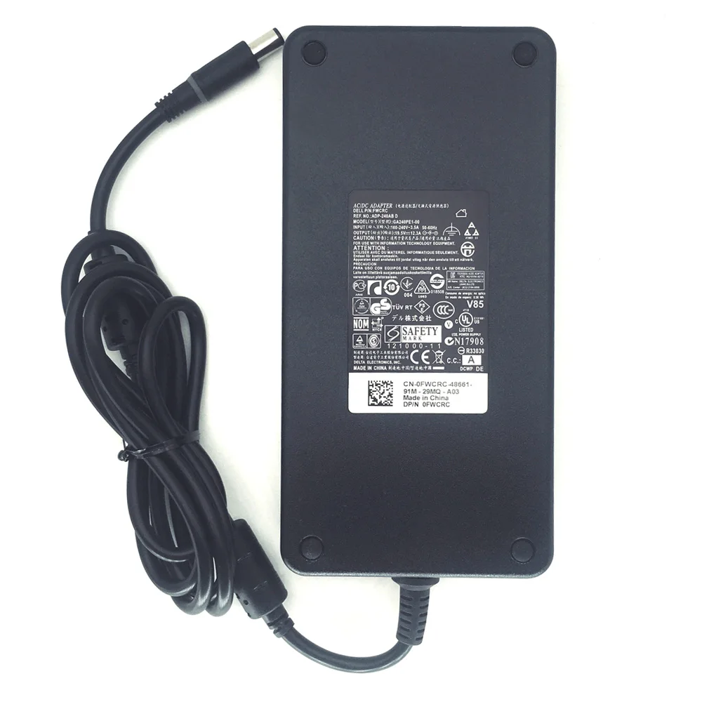 오리지널 240W 19.5V 12.3A AC 어댑터 노트북 충전기 (델 에일리언웨어 13 15 17 R1 R2 R3 R4 R5용) 전원 공급 케이블