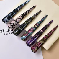 2023 Fashion Korean Acrylic Retro Starry Sky Leopard Print Rectangular Long Hair Ponytail Woman Hair Clip Hair Accessories Gift