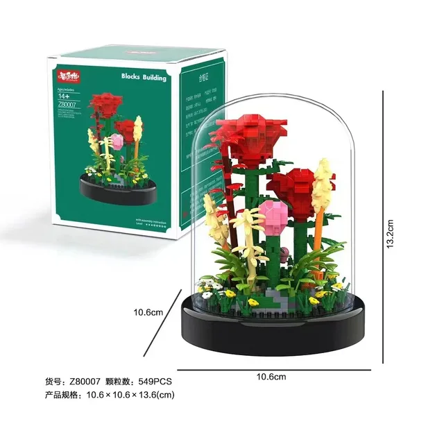 Single, Diamond 103A-D compatible Lego Rose Sunflower potted