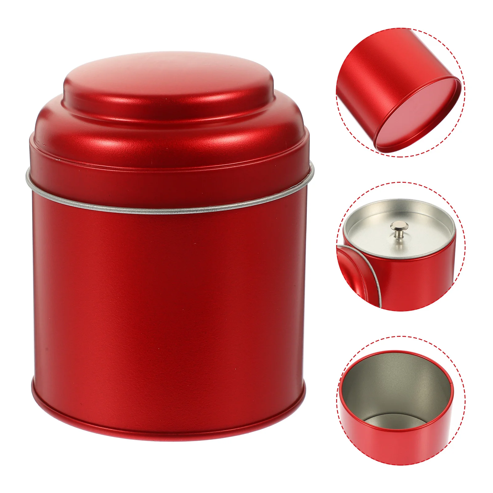 

Tea Tin Can Metal Container with Lid Coffee Storage Airtight Canister Jar