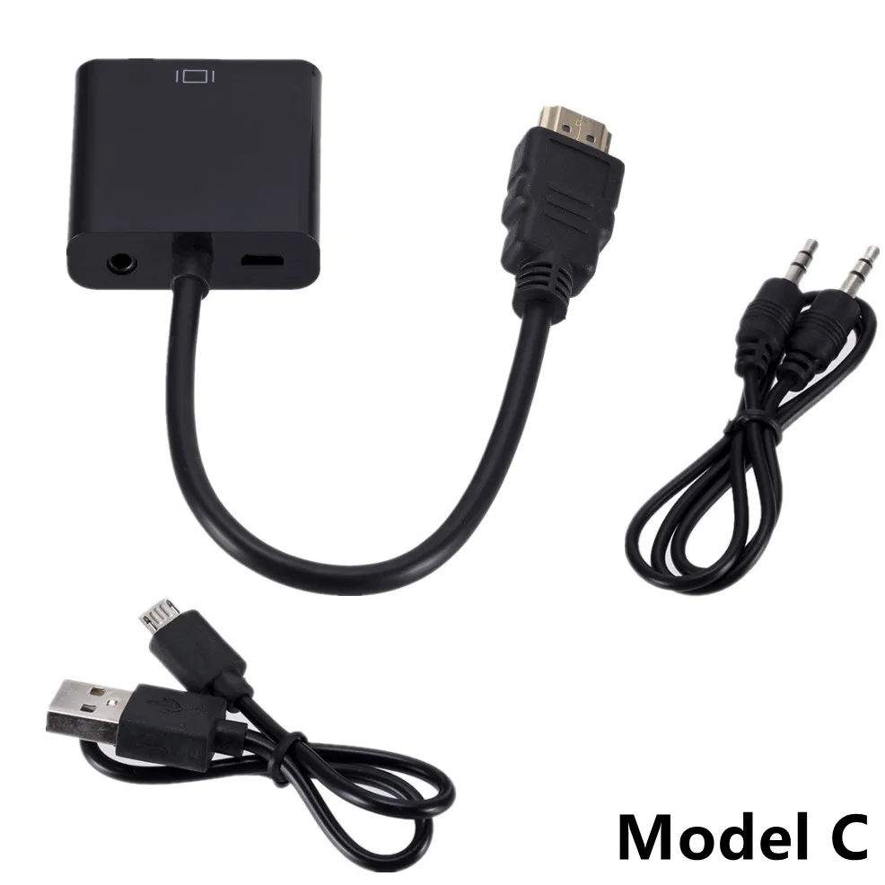 Cavo convertitore da HDMI a VGA compatibile con alimentatore Audio 3.5 adattatore HDMI maschio a VGA femmina per Laptop PS4 TV Box Xbox TV