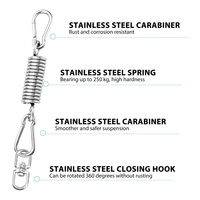 Stainless Steel Swivel Mount Chain With Carabiners And Spring, 1000Lbs Capacity For Heavy Bag, Gym Swing, Hammock 2