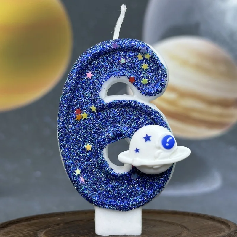 Description Picture 3 of itemNumbers 0-9 Birthday Candle Spaceship Cake Decoration Candles for Party Commemoration Day Table Home Room Decor Accessories