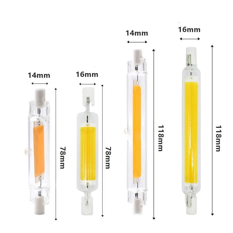 LED R7s COB Glass Tube High Power 118mm J118 78mm J78 COB Light Bulb AC1110V 120V 130V 220V 230V 240V Home Replace Halogen Lamp