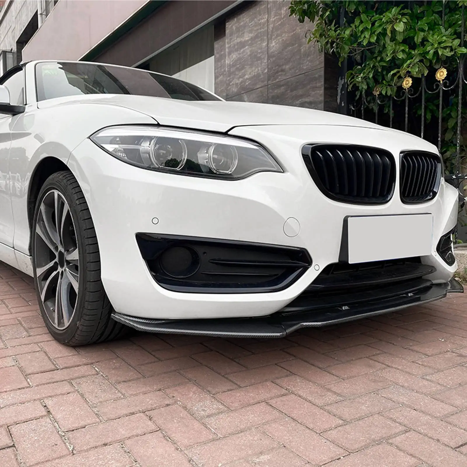 3×CB 2014-19 BMW 2 시리즈 F22 220i 225i 228i 카본 파이버 룩 프론트 범퍼 스플리터 립