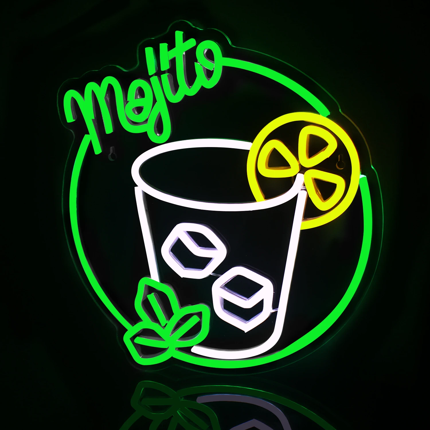 Mojito Neon Sign Cocktails Neon Signs Drinks Bar Green Led Neon Signs Wall Decor USB Nightclub Cafes Kitchen Restaurant Party