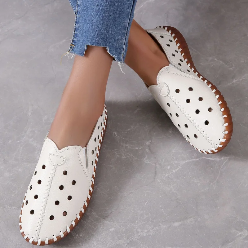 Flat Bottom Spring, Summer and Autumn New Pure Hand-sewn Casual Shoes Women's Fashion Casual Breathable Women's Shoes