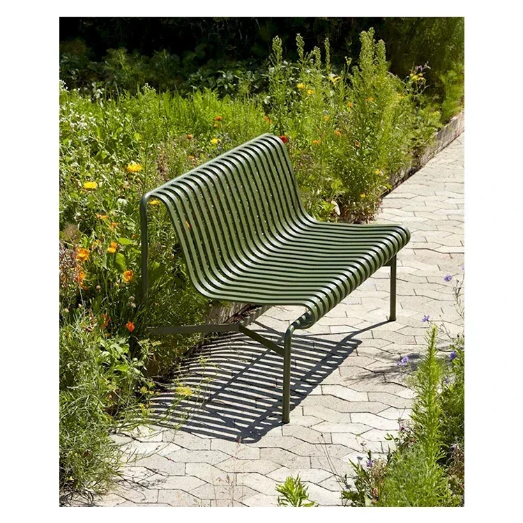 Outdoor Furniture Garden Bench Steel Metal Lounge Chair Patio Set