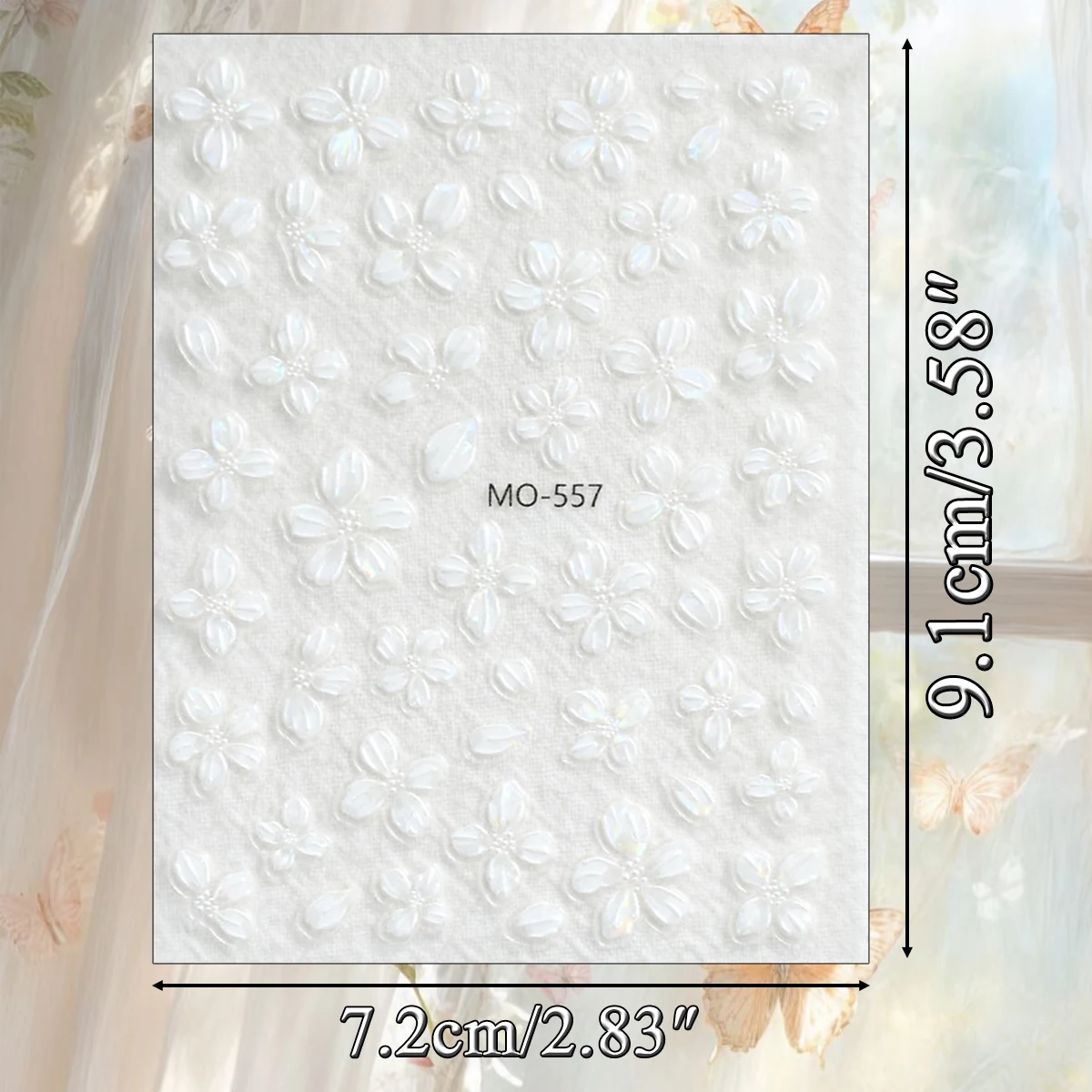 3/6/12장 5D 진주 꽃 네일 아트 스티커 엠보싱 플로럴 네일 데칼 무지개빛 화이트 DIY 매니큐어 장식