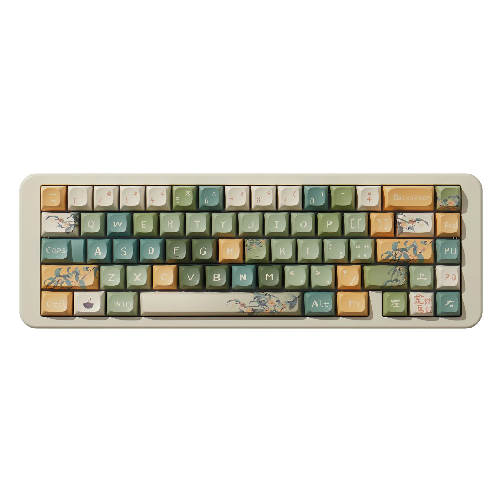 Keycap Antigo Verde Retro para Teclado Mecânico Estilo Jingui Oolong Pintura Chinesa Cereja Pbt Teclado de Cinco Lados Ure 159 Teclas - Imagem 3