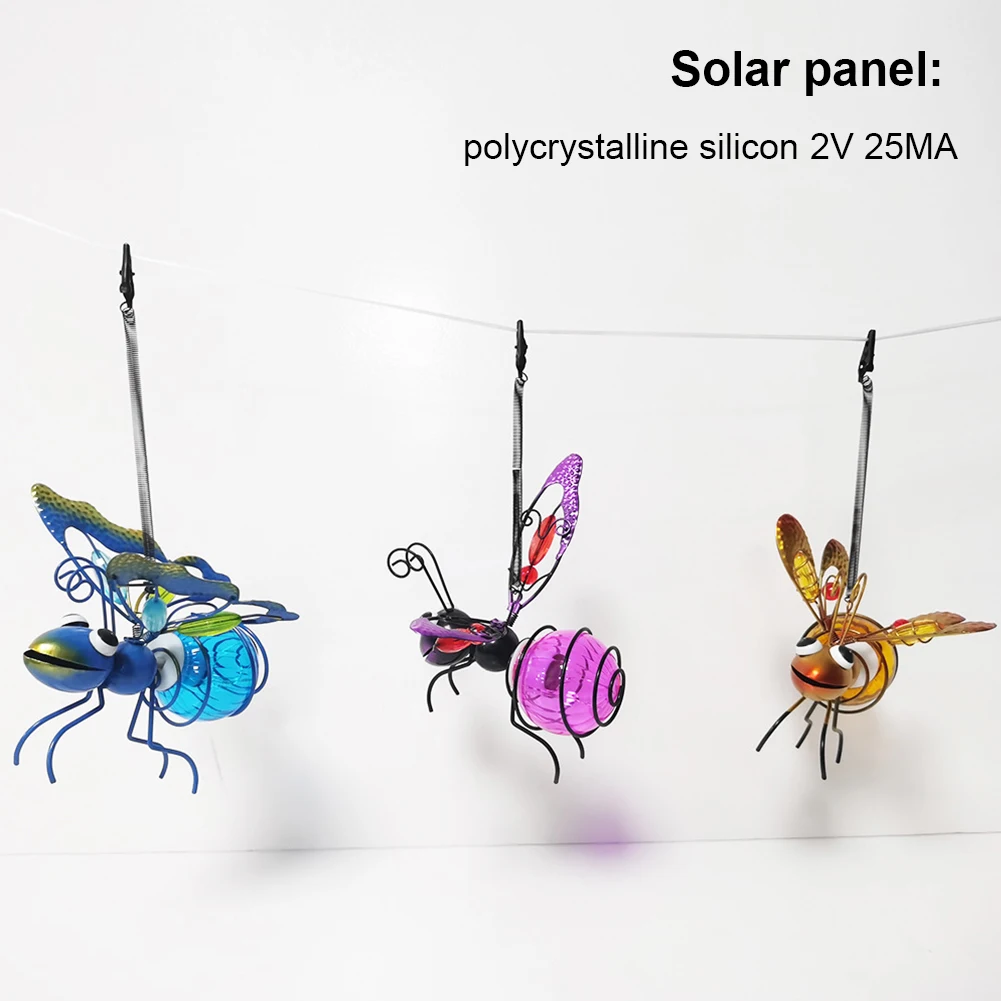 LED 요정 조명이 있는 태양광 다리미 곤충 조각상, 방수 금속 LED, 외부 ..