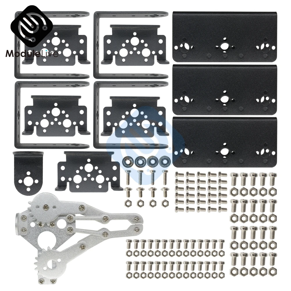 

1Set Aluminium Robot 6 DOF Arm Mechanical Robotic Arm Clamp Claw Mount Kit Without Servos For Arduino DIY Robot Parts