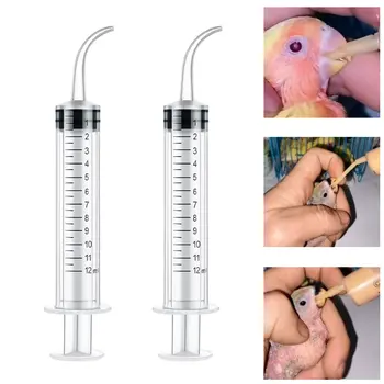 가금류 앵무새 수유 주사기, 바늘없는 주사기, 새 수유, 유방 수유, 약 피더, 12ml 플라스틱 주사기, 2 개