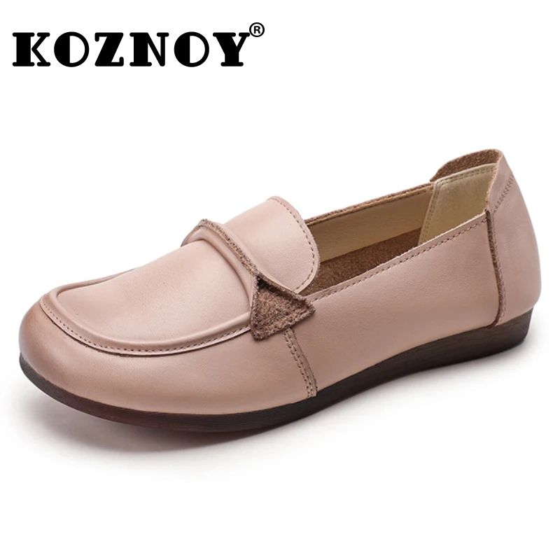 

Koznoy 2.5cm Retro Ethnic Genuine Leather Spring Autumn Summer Comfy Shallow Women Flats Casual Mary Jane Oxfords Loafers Shoes