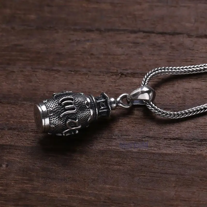 

Оптовая продажа, ювелирные изделия из стерлингового серебра 925 пробы для мужчин и женщин, подвеска с мантрой из шести слов в ретро-стиле