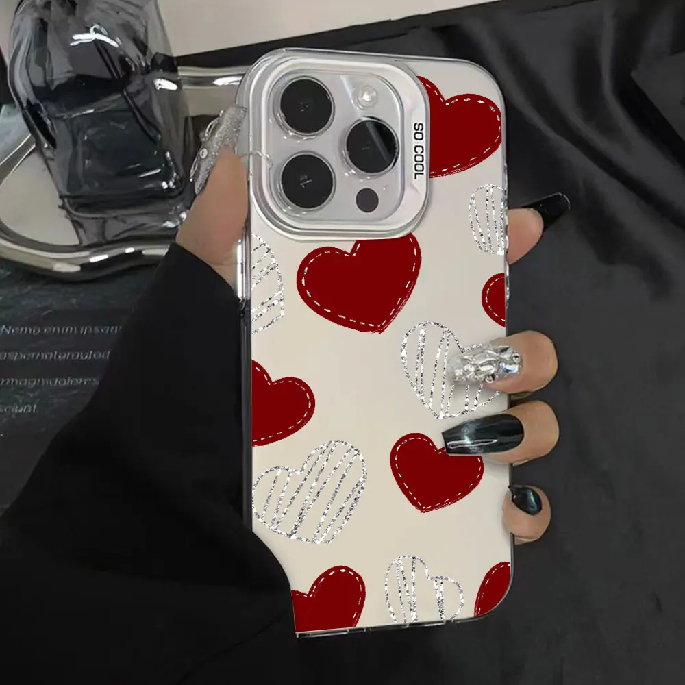 Silver Love Heart Pattern Silicone Bumper Phone Case