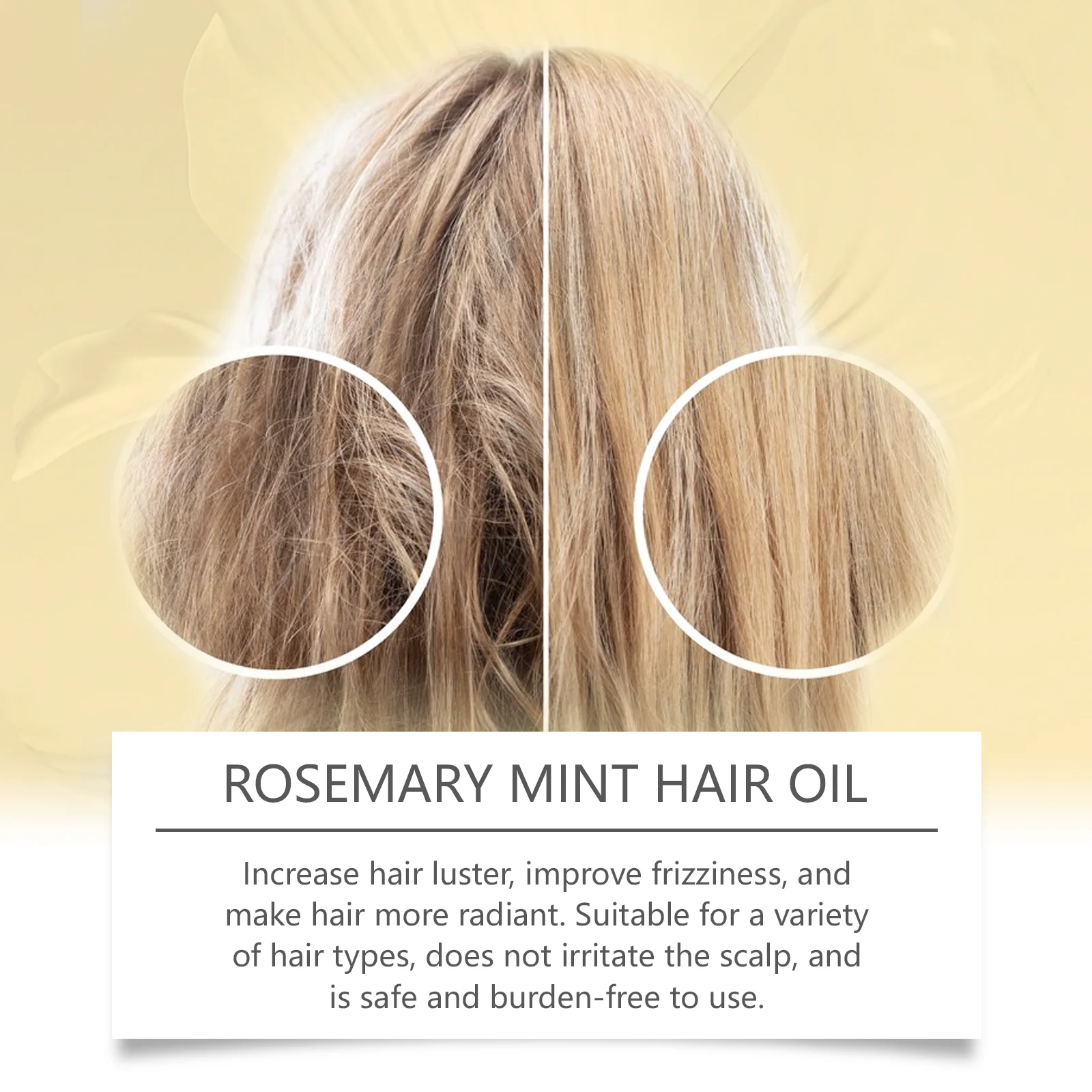 Rosemary Mint Hair Oil - Nourishing Treatment For Dry Frizzy Hair, Helps Improve Shine & Softness, Lightweight Formula