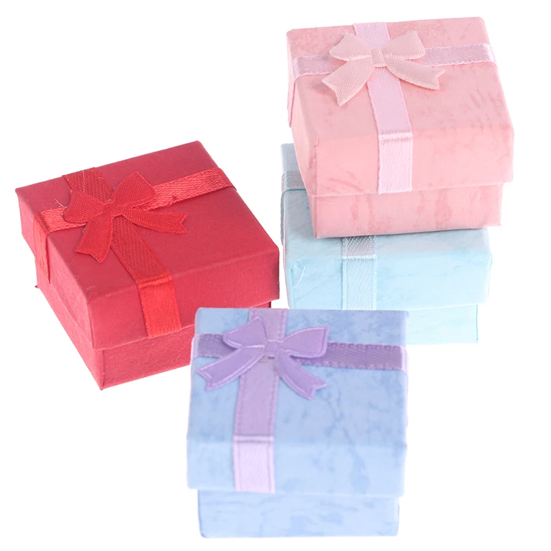 10PCS Paper Sponge Small Ring Box 4x4 Small Jewelry Gift Box Bow