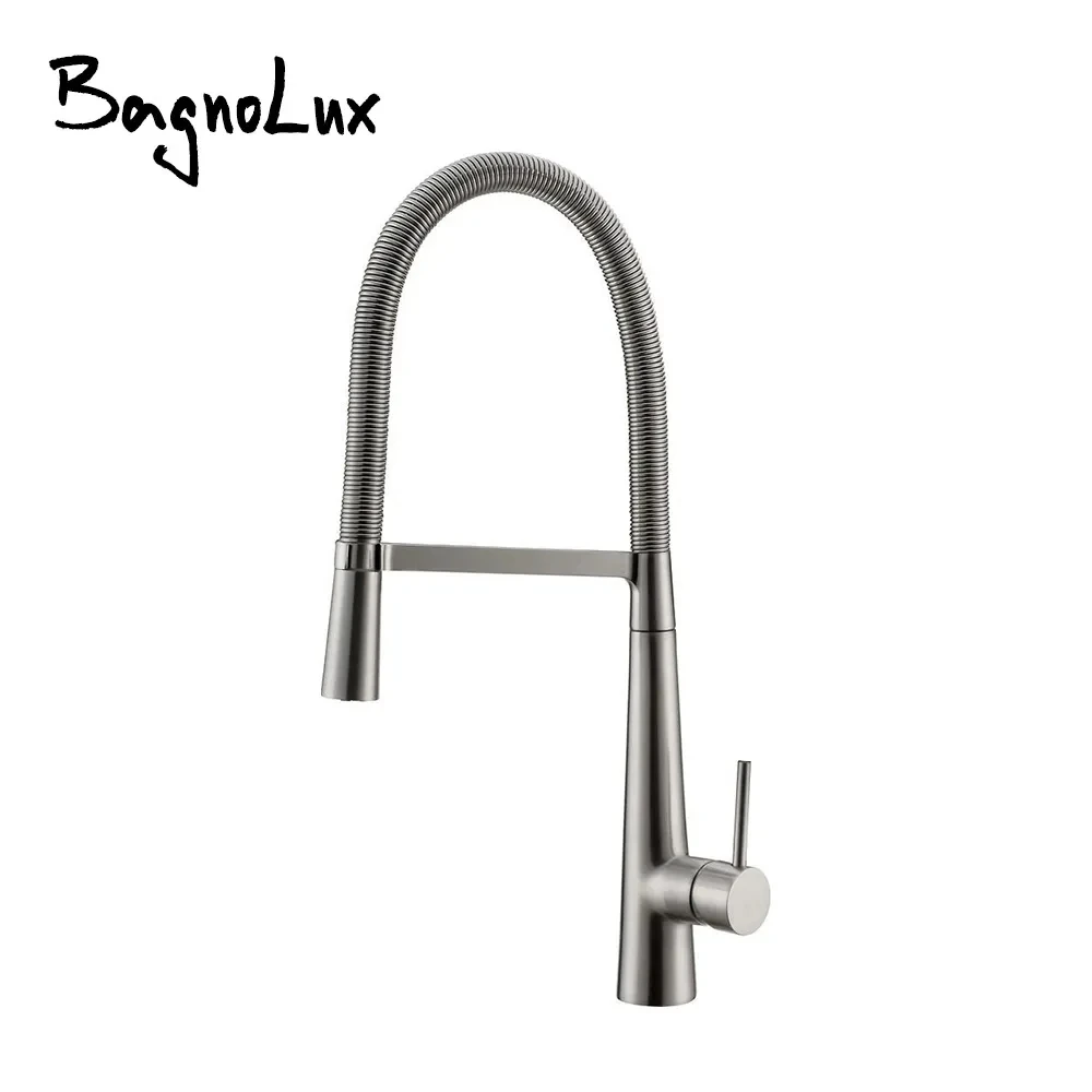 Good Build Quality Swivel Spring Spout Pull Down 2 Function Sprayer Brushed Antique Bronze Brass Kitchen Sink Faucet Mixer Brush