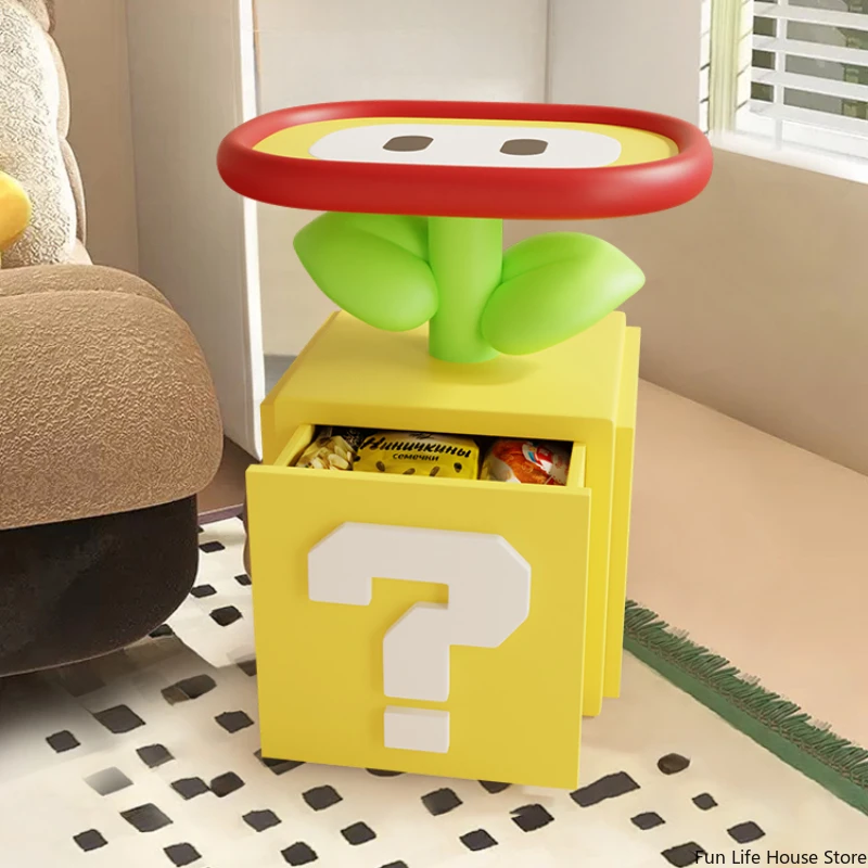 Nightstands Set Flame Flower Question Mark Cartoon Sofa Side Table Home Bedroom Bedside Table Simple Storage Rack Living Room Coffee Table