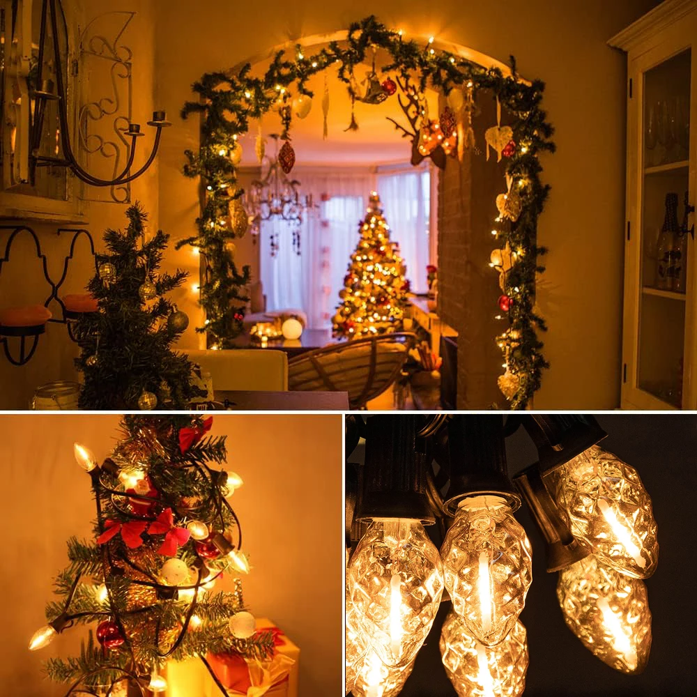 Amber C7 Led Bulb E14 220V E12 110V Filament Lamp 0.5W Retro Vintage Replaceable Warm White For String Light Christmas Lights