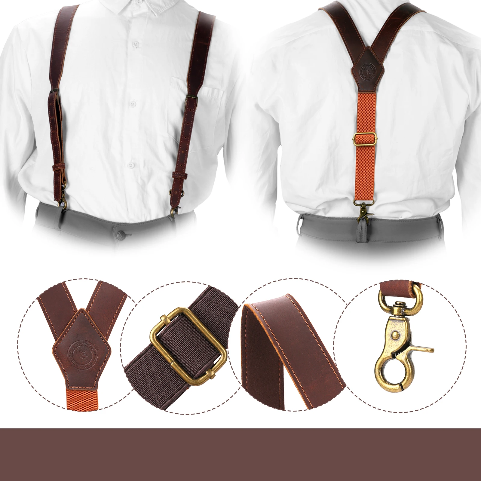 Tourbon Leather Tool Belt Clothing Suspenders Tactical Duty Belt Harness Tool belt Fully Adjustable Men 5