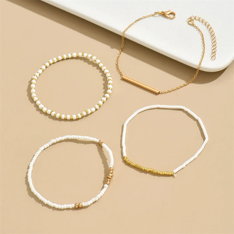 Fashion Handmade Multilayer Stacked Bracelets Set for Women Elegant Imitation Pearls Braided Beads Chain Bracelets Party Jewelry - 2