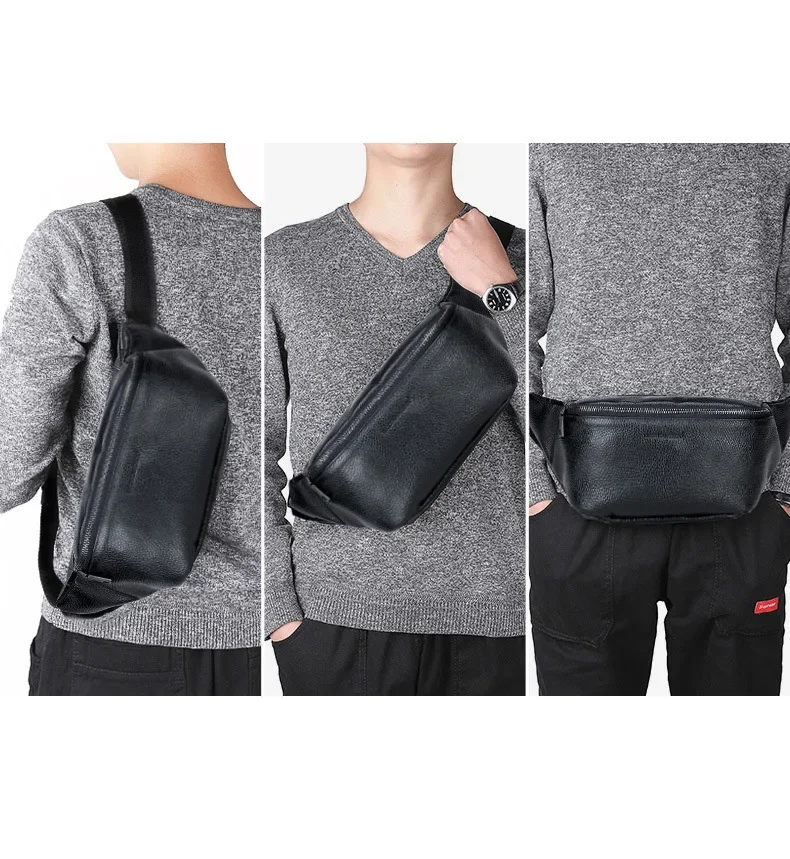 New Fashion Genuine Leather Men Waist Packs Male Casual Chest Pack High Quality Boy Brand Design Chest Shoulder Package