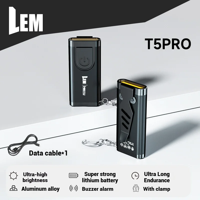 Portable LED Flashlight, Rechargeable & Lightweight with Keychain Clamp