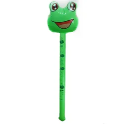 Cartoon Animal Inflatable Stick Balloon Toy - Pig, Bunny, Horse Jungle Set, Kids Birthday Gift - As Shown (Frog)