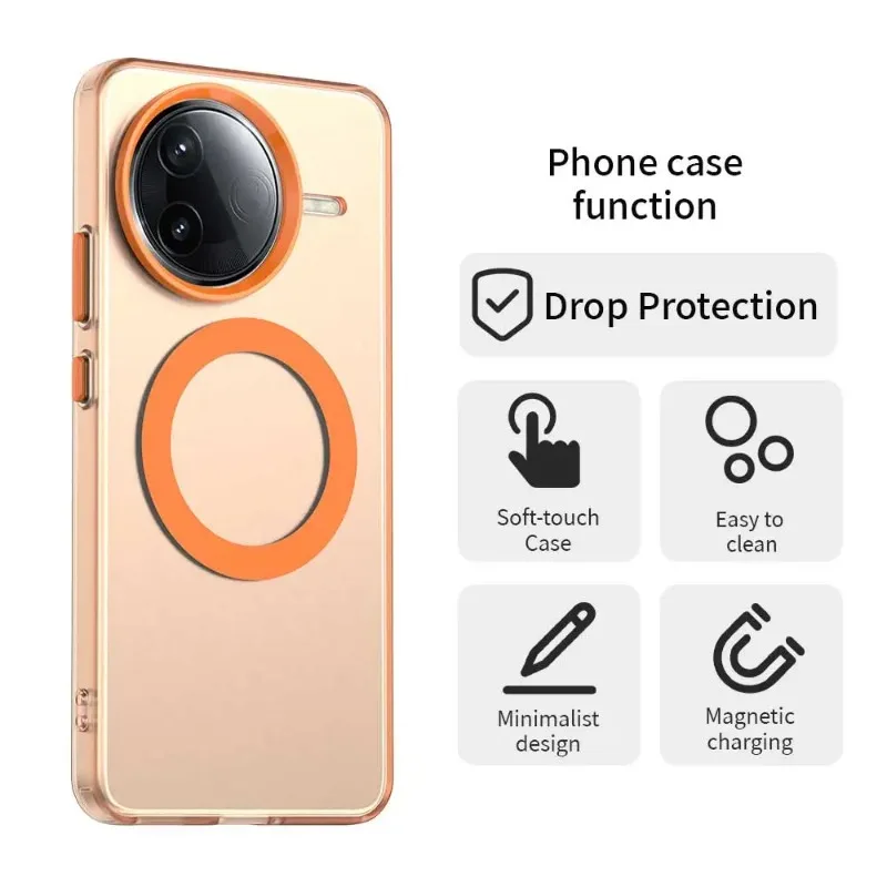 Enhanced Magnetic Wireless Charging Translucent PC Phone Cover with Candy Bumper