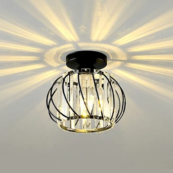 Modern Crystal Ceiling Light Lamp LED Semi Flush Mount Pendant Light Fixture Black 3