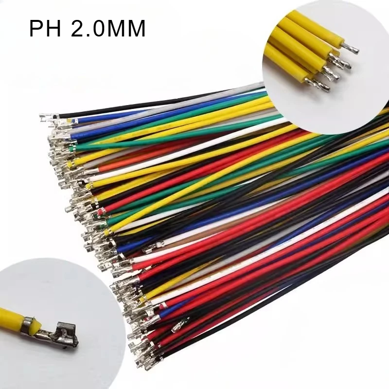 100pcs PH2.0mm 단일 이중 헤드 터미널 크림프 전자 10/15/20/30/50cm 1007 하우징 없는 PVC 와이어 22AWG 24AWG 26AWG