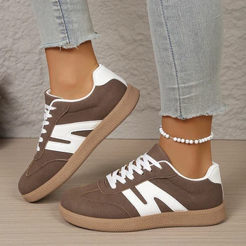 Vintage Low Top Platform Sneakers Women 2026 Spring Faux Suede Flat Heels Casual Shoes Woman Plus Size 43 Cheap Tennis Shoes 1