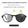 Folding Photochromic Reading Glasses with Box Men Round Frame Color Changing Foldable Eyewear Women Popular Far Sight Sunglasses 2