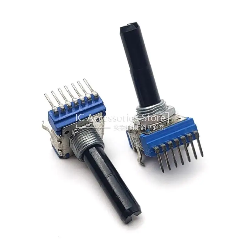 RK14 Type 7 Pin B10K Vertical Dual B103 Audio Volume Mixer Rotary Potentiometer D Shaft Length 28MM 3PCS
