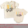 Big Brother Little Sister Print Family Matching Outfit Shirt Retro Sibling Tops Brother Sister T-shirt Baby Large Bubble Romper 4