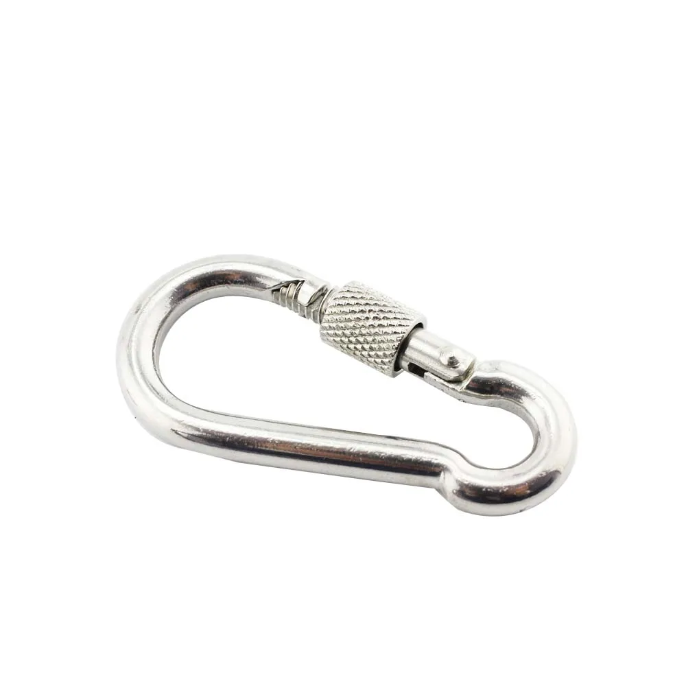 

1PCS Screw Stainless Steel 304 Snap Hook Carabiner 50mm 60mm 70mm 80mm Length Screw Lock Round Carabiner Climbing