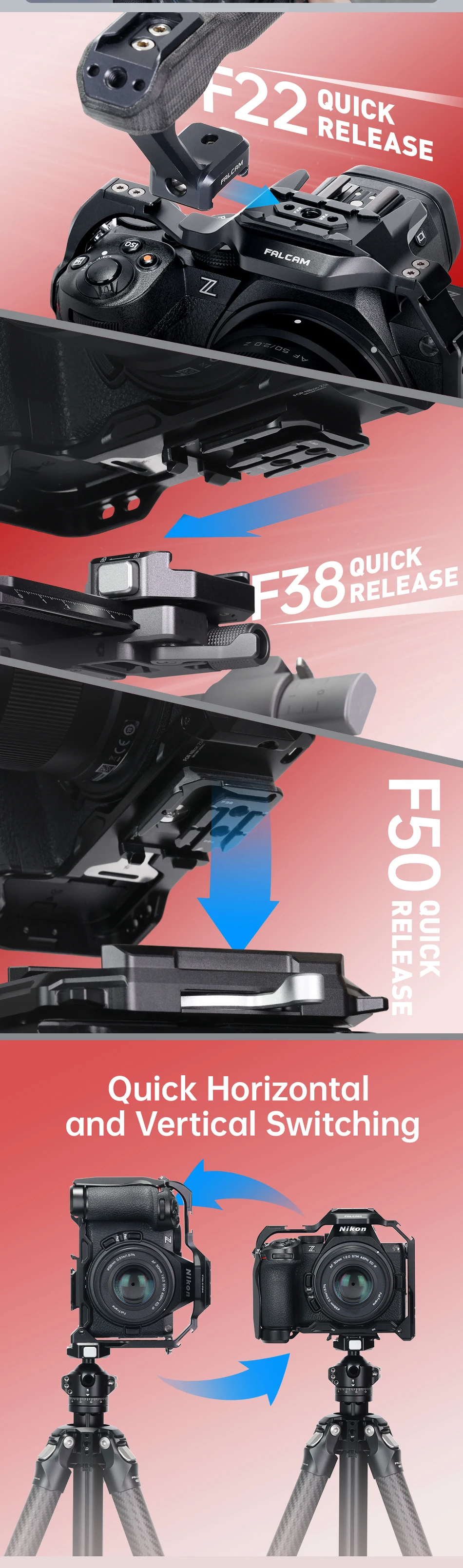 Cage for Nikon Z5ii Compatible with F22&F38&F50 Quick Release Ecosystem Full fra