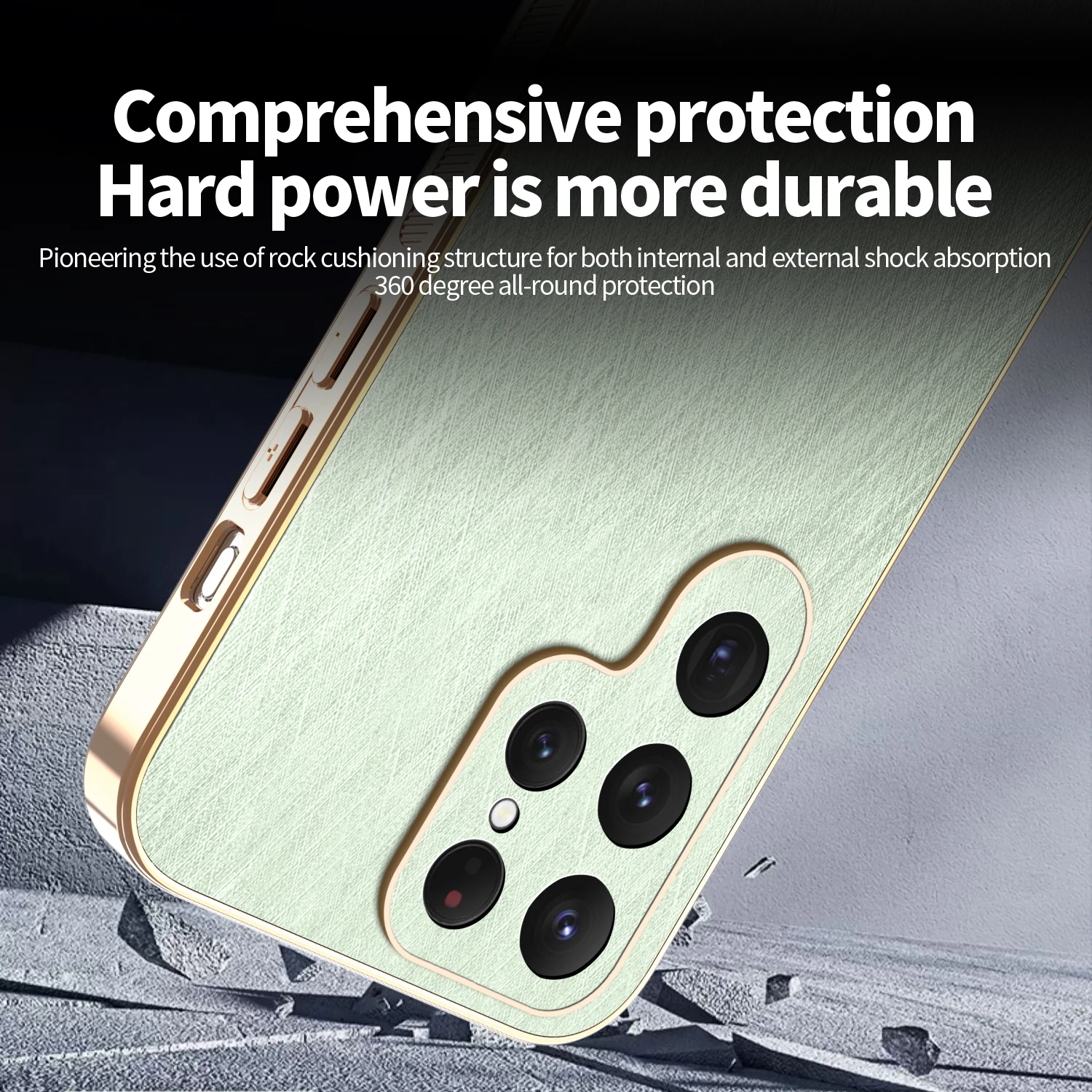 Gold Silk Luxury Plating Shockproof PU Leather Phone Case