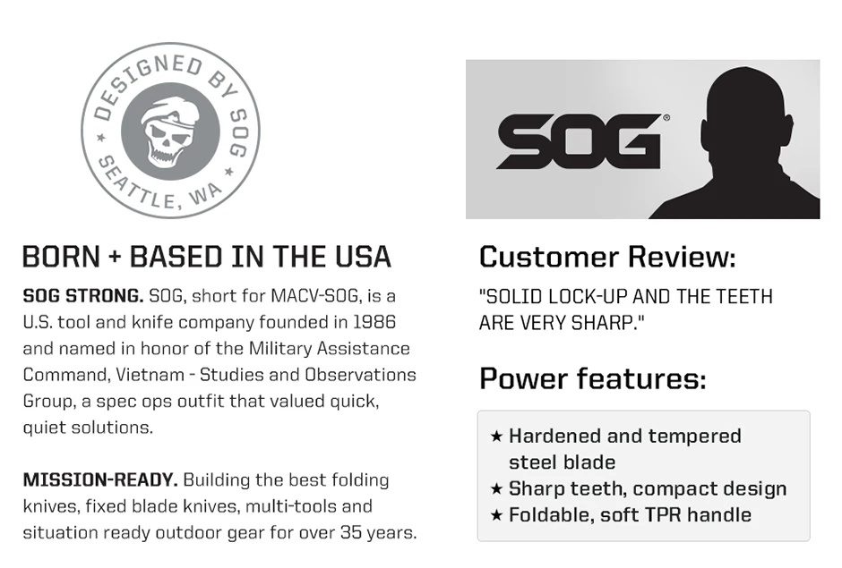 Description Picture 4 of itemSOG Folding Saw Multifunctional Hand Tools Mini Foldable Home Garden Outdoor Camping Hunting Small Survival Multi-tool Wood Saw