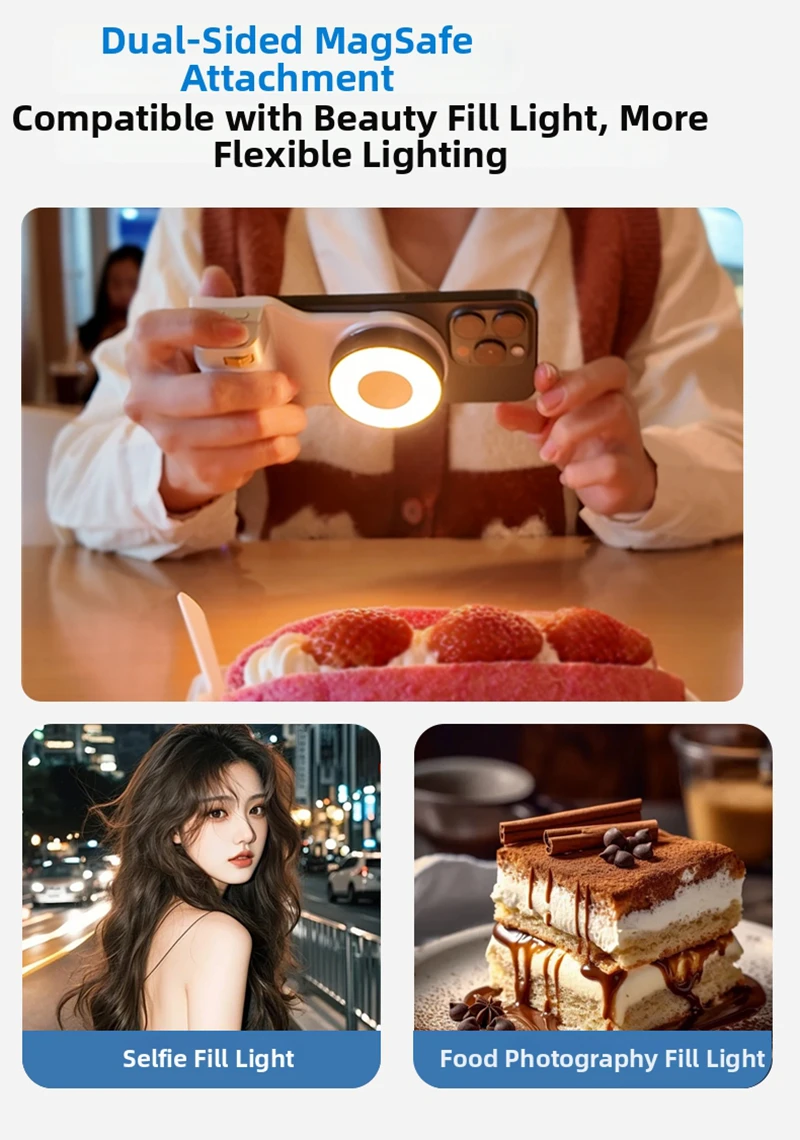 Magnetischer Bluetooth-Kameragriff mit Zoom, Auslöser, Aufhelllicht, Fernbedienung und tragbarer Handy-Stabilisator_voghion.com