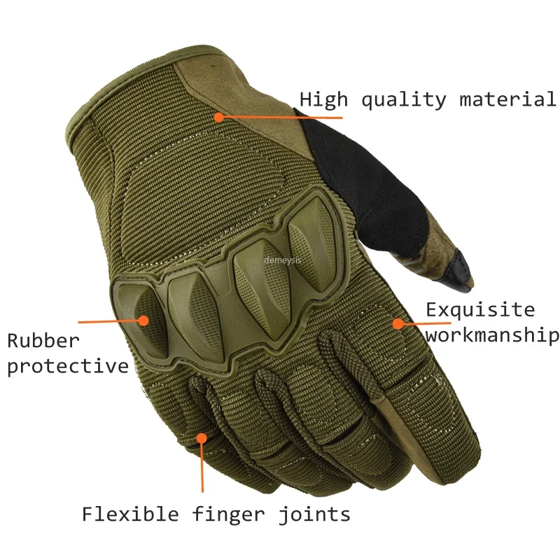 Touch Screen Full Finger Tactical Gloves Motorcycle Motocross Hard Knuckle Full Finger Glove Mens