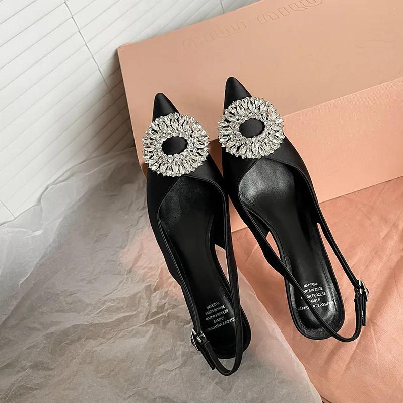 

Pvc Transparent Stiletto Sandals Summer Women Sexy Slingback Sandalias Pointed Toe Shallow Pumps Crystal Embellished High Heels