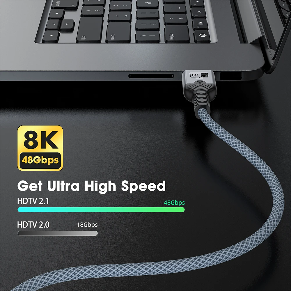 8K HDMI 호환 2.1 케이블 고속 48Gbps 동적 HDR 8K/60Hz 4K/120Hz UHD 초고화질 비디오 케이블 HDTV용 3m 5m