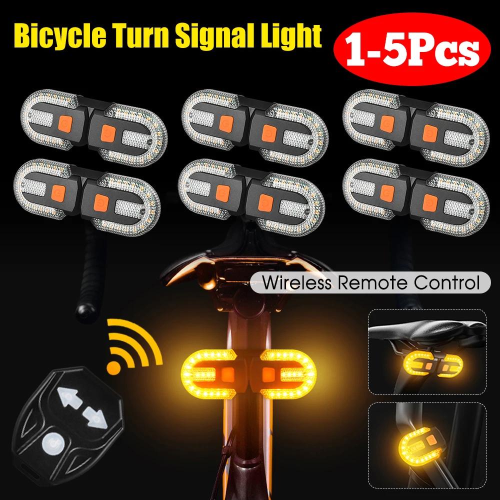 1-3PCS Bicycle Turn Signal Tail Light Warning Indicators Light Wireless Remote Control For Night Cycling Bicycle Accessories New